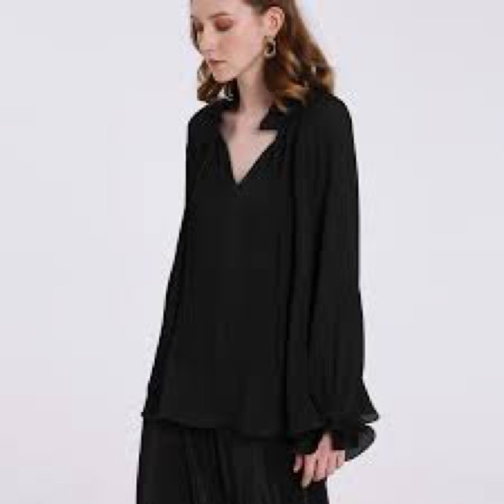 Theory Black V-Neck Blouse